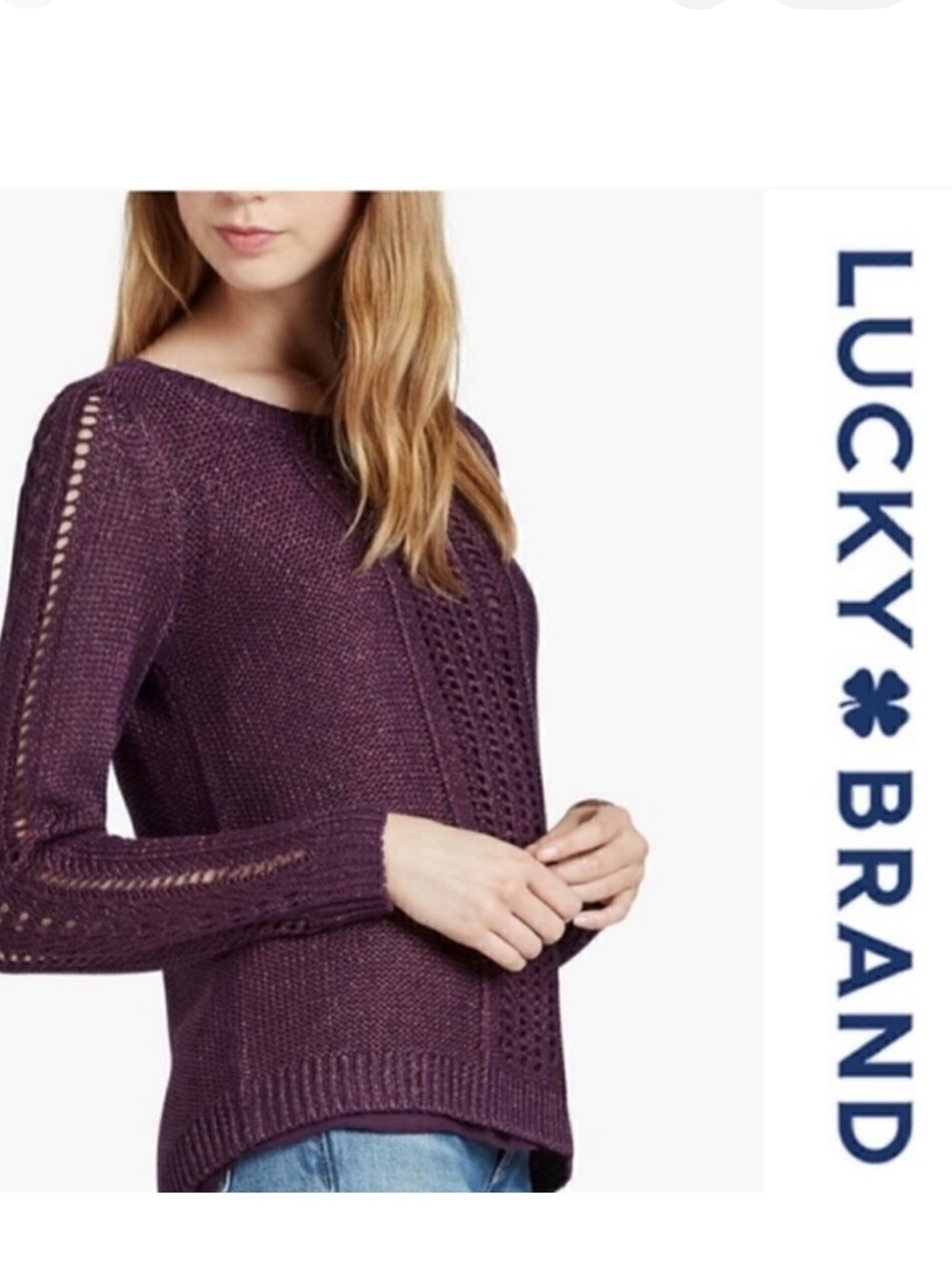 Lucky Brand purple sparkle chiffon sweater size M NWT